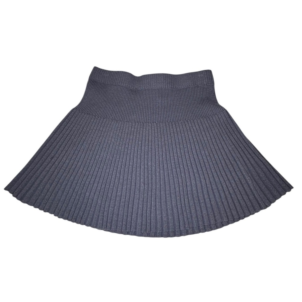 Aerie Ribbed Knit Mini Skirt Small Flared A Line Blue Casual Preppy Coastal Cute
